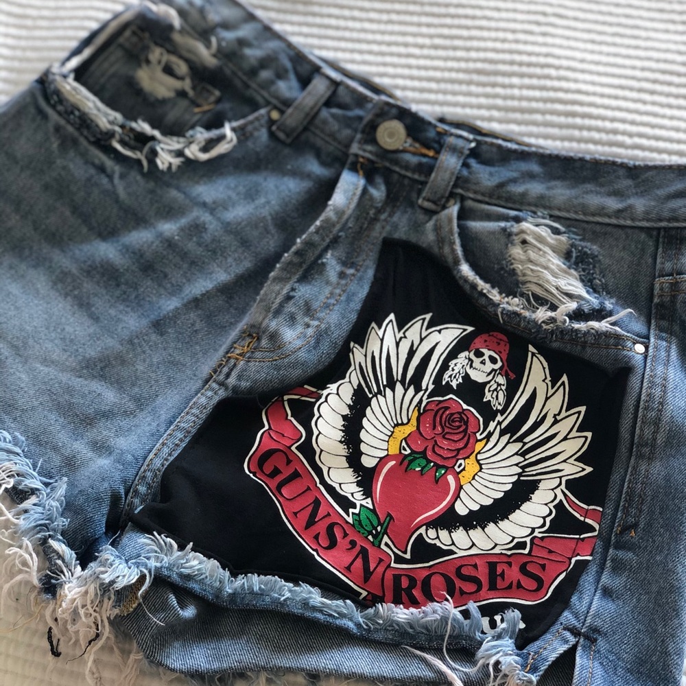 Zara Guns n Roses jean shorts